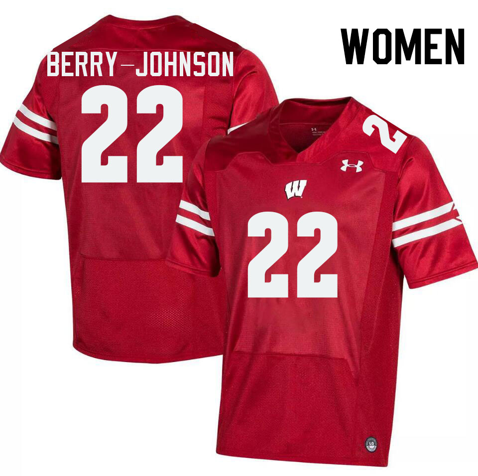 Women #22 Kyan Berry-Johnson Wisconsin Badgers College Football Jerseys Stitched-Red